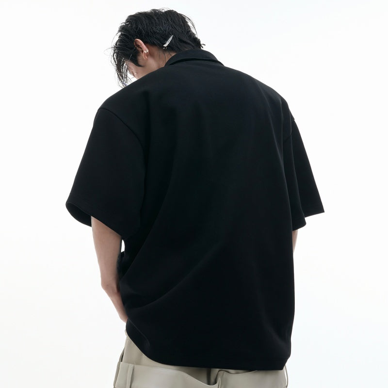 Multi-collar Deconstructed Design Polo Shirt Cotton Short Sleeve