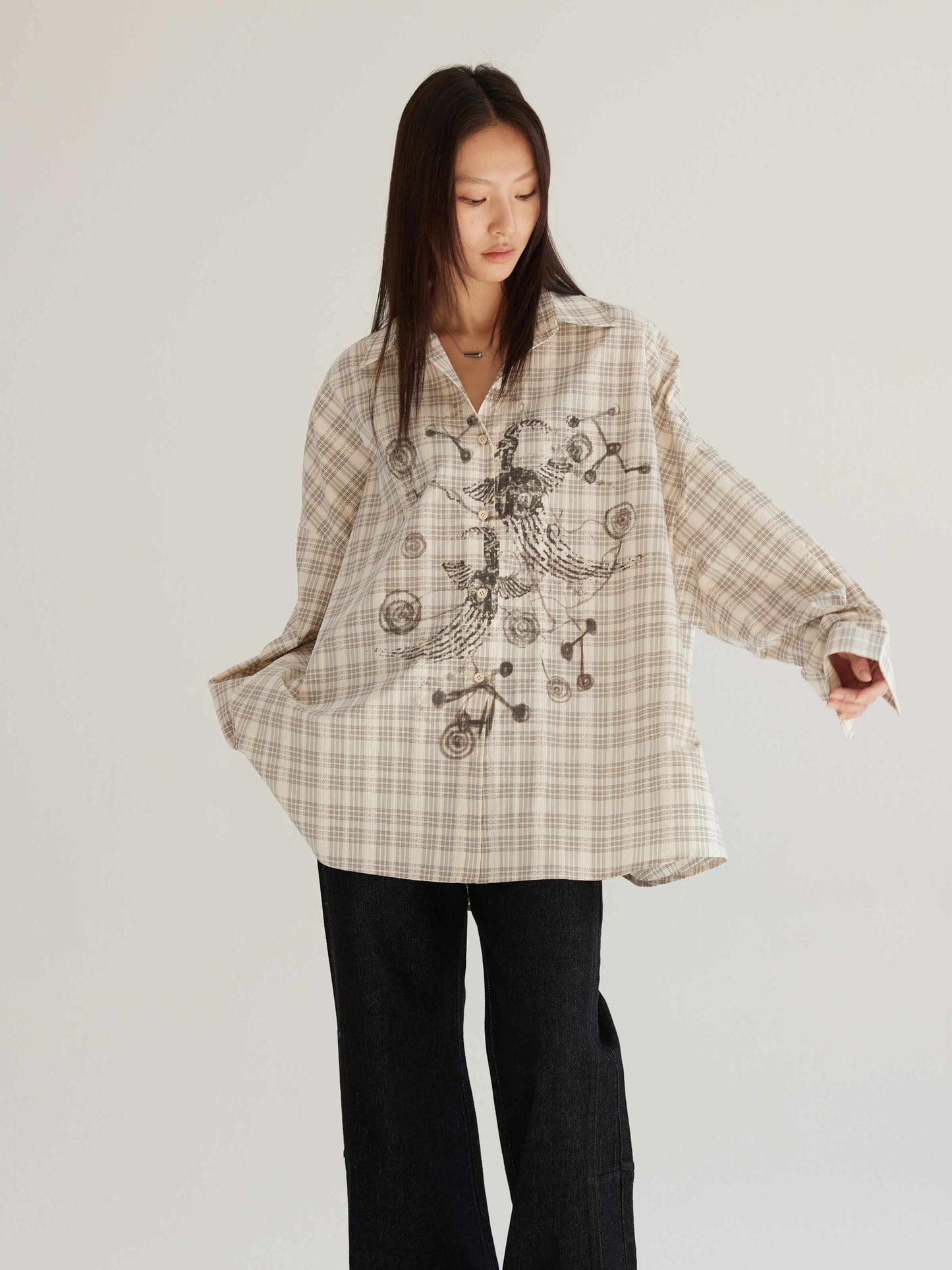 Plaid Beige Shirt Women's Loose Bf Sun Protection Coat