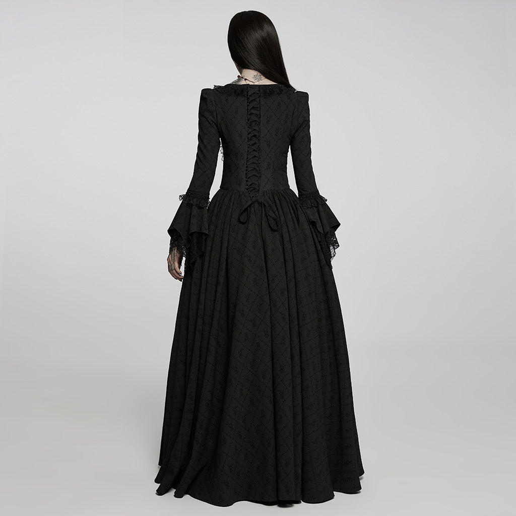 Black Thorn Rose Long Dress For Women