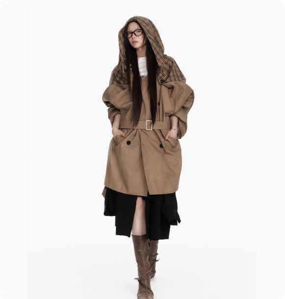 Hooded Patchwork Windbreaker Jacket For Women