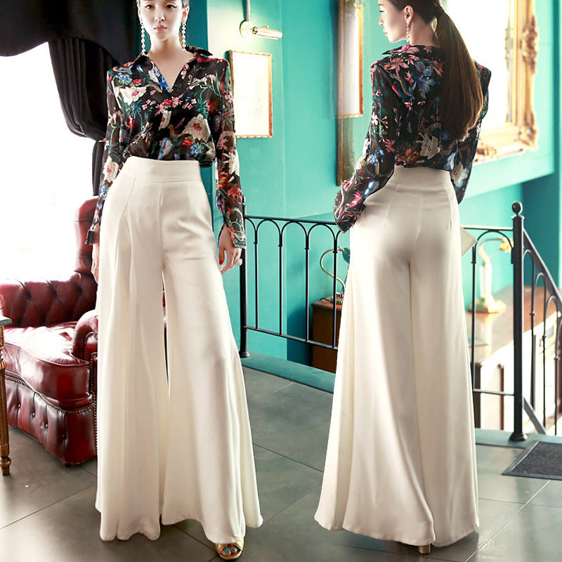 Hemp yarn wide-leg pants