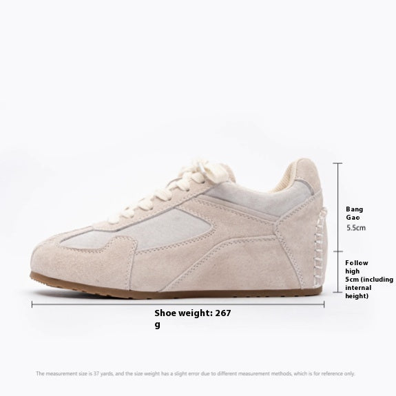 Sunset Forest Deconstruction Retro German Training Shoes Women's Shoes With Hidden Heels Genuine Leather 2025 Spring New Cortez Casual