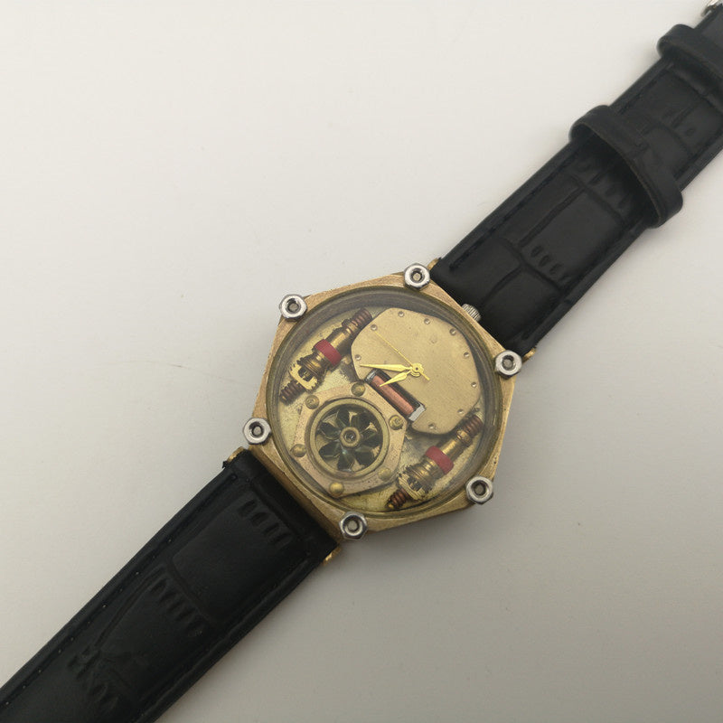 Steampunk Pure Cowhide Belt Copper Watch