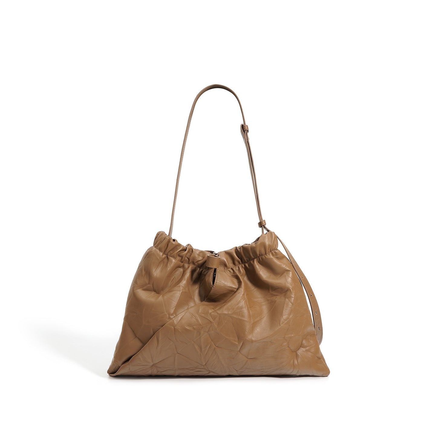 Soft-Structured Leather Pouch Bag