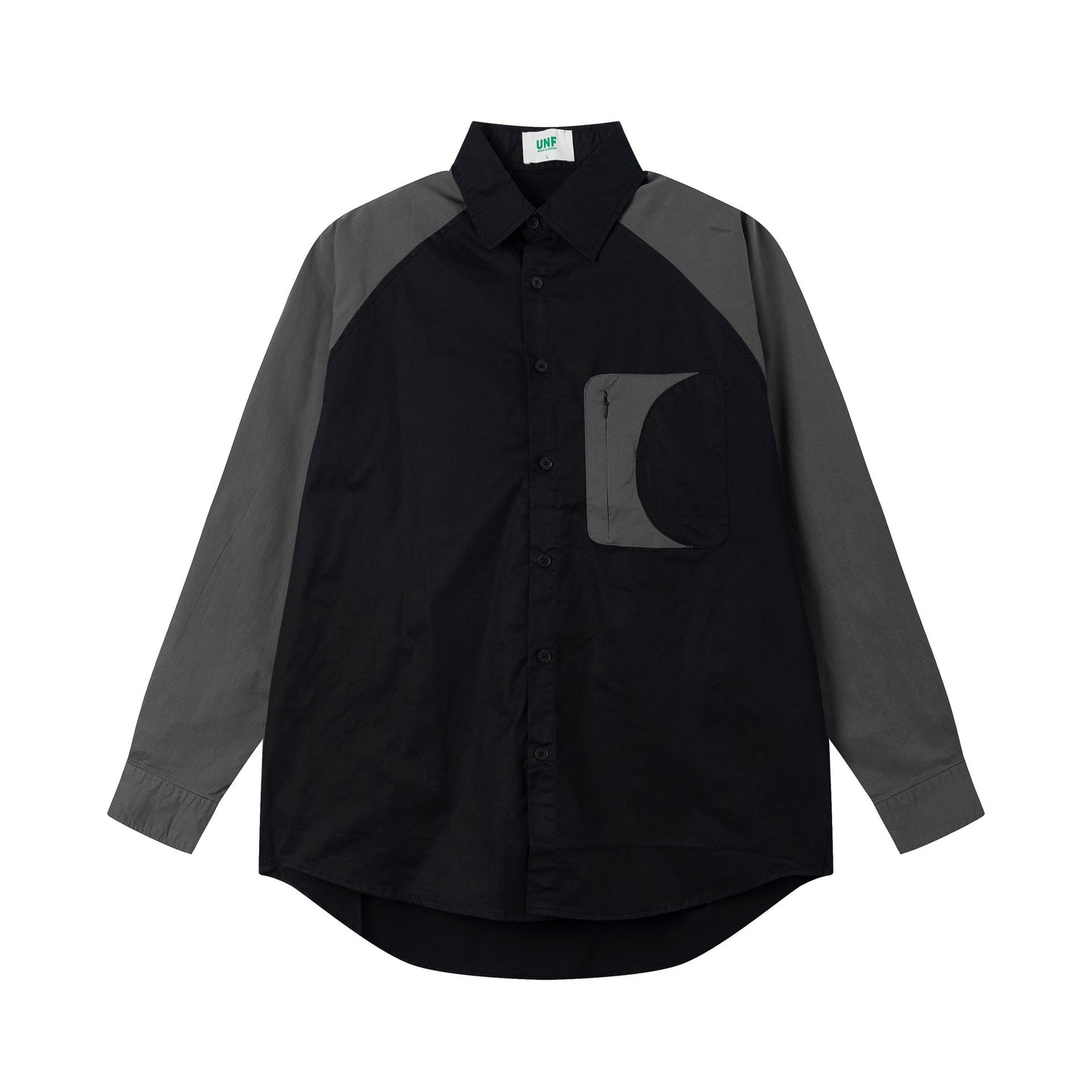 All-matching Shirt Color-block Raglan Sleeves Lapel Loose Casual Shirt