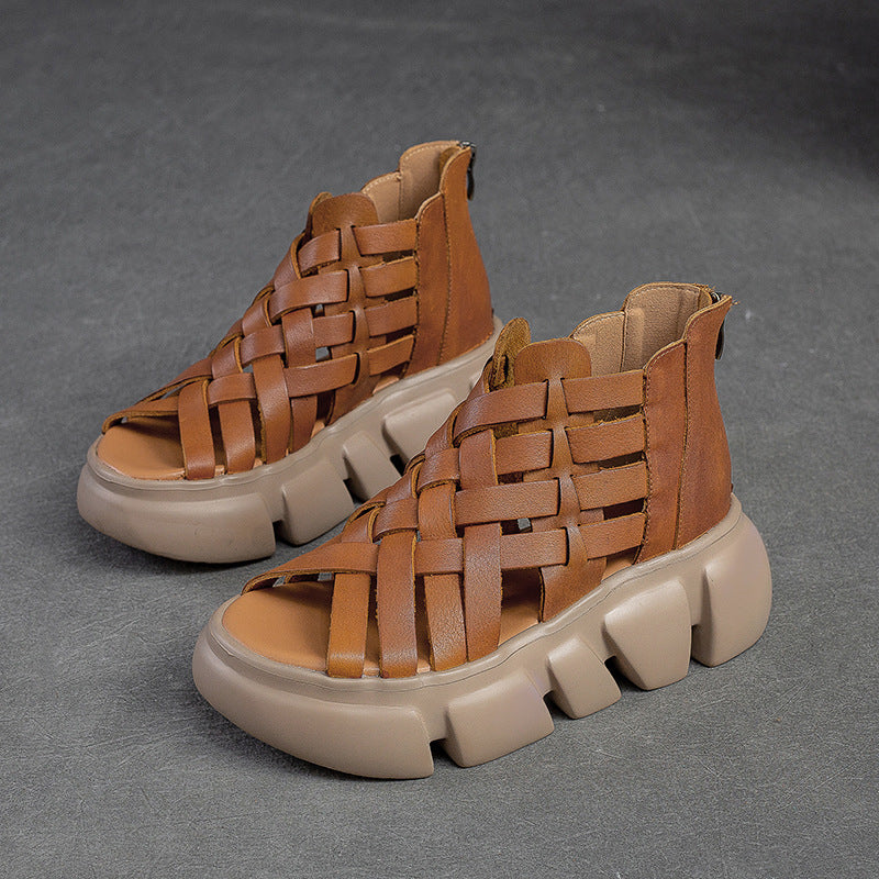 Woven Hollowed Sandals Thick Bottom Breathable