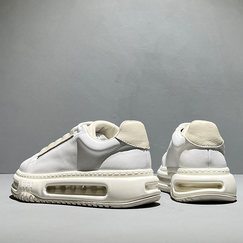 Leather Upper Sneaker with Exposed Air Midsole and Raised Platform