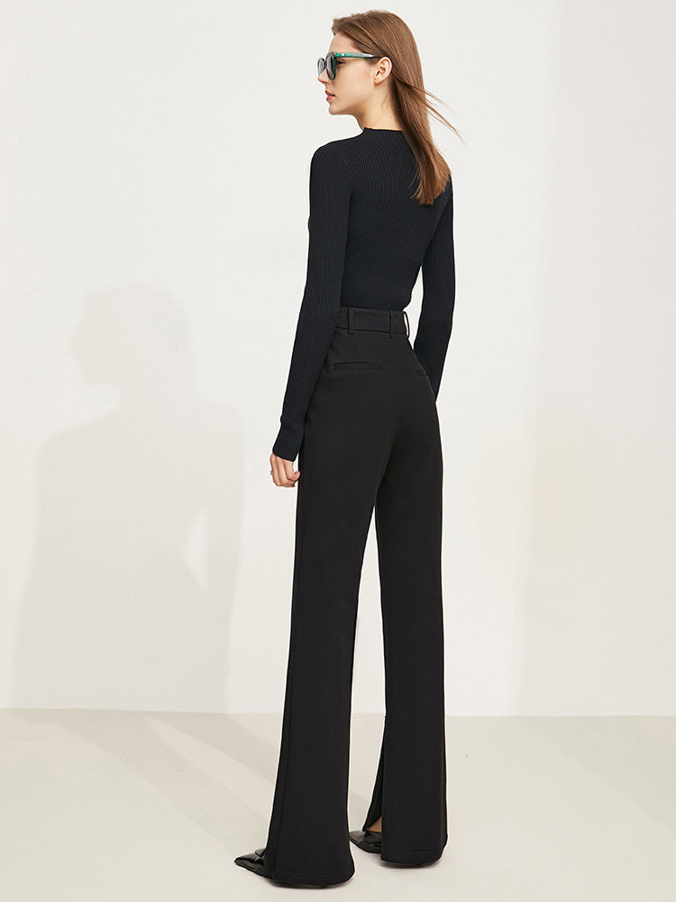 Ladies Fashion Slit High Waist Casual Pants