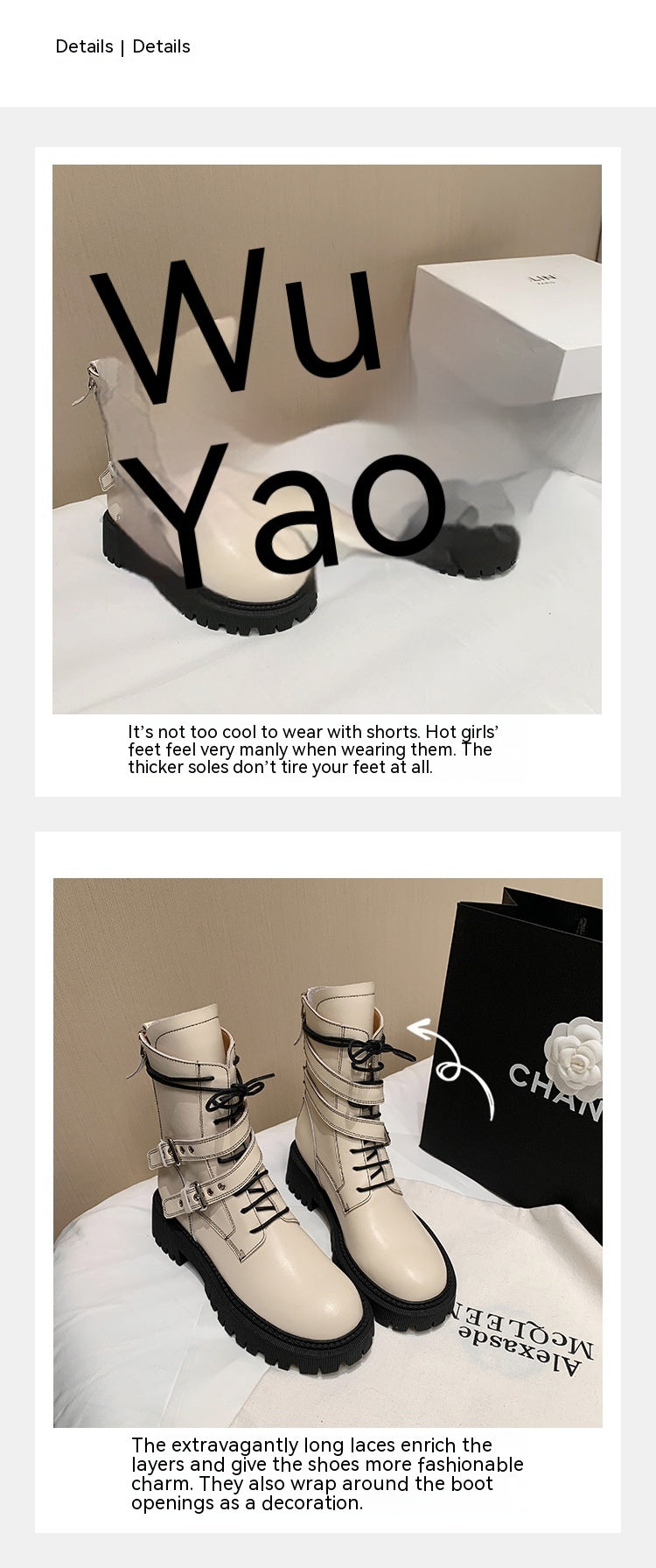 French British Style Thick Bottom Small Motorcycle Boots