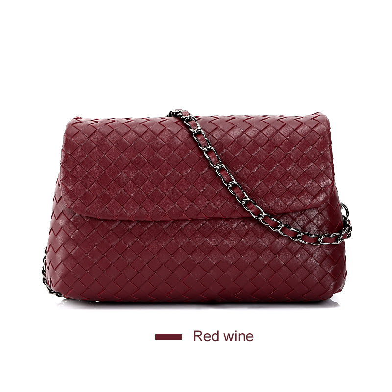 Woven Flap with Chain Strap Cowhide & Sheepskin Construction