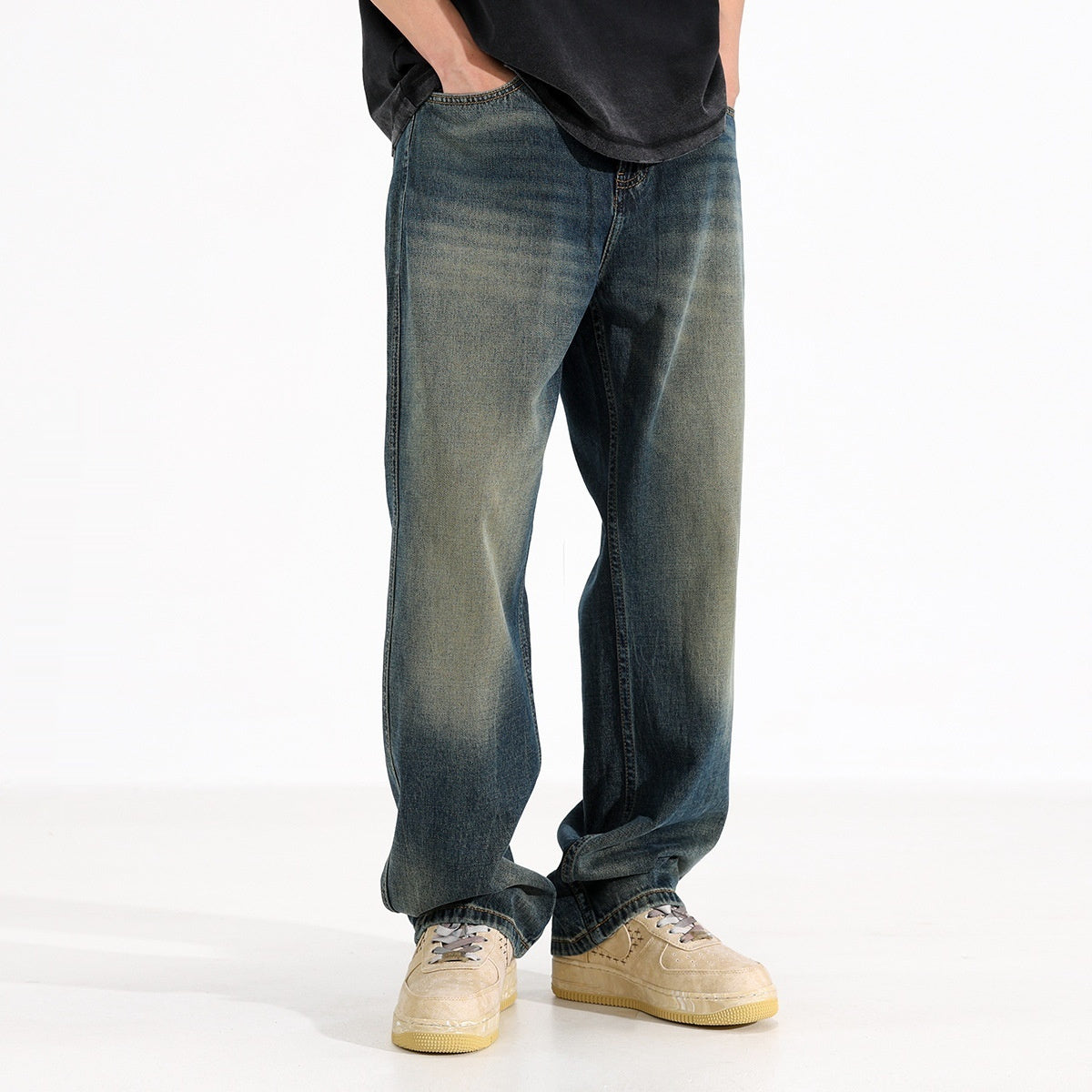 Casual Loose Drooping Straight Jeans For Men Spring