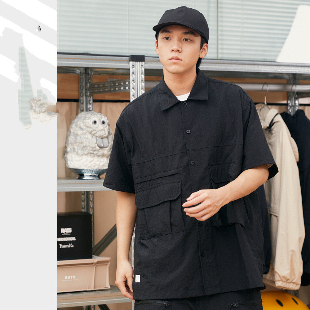 Japanese-style Retro Summer Workwear Short Sleeve Shirt