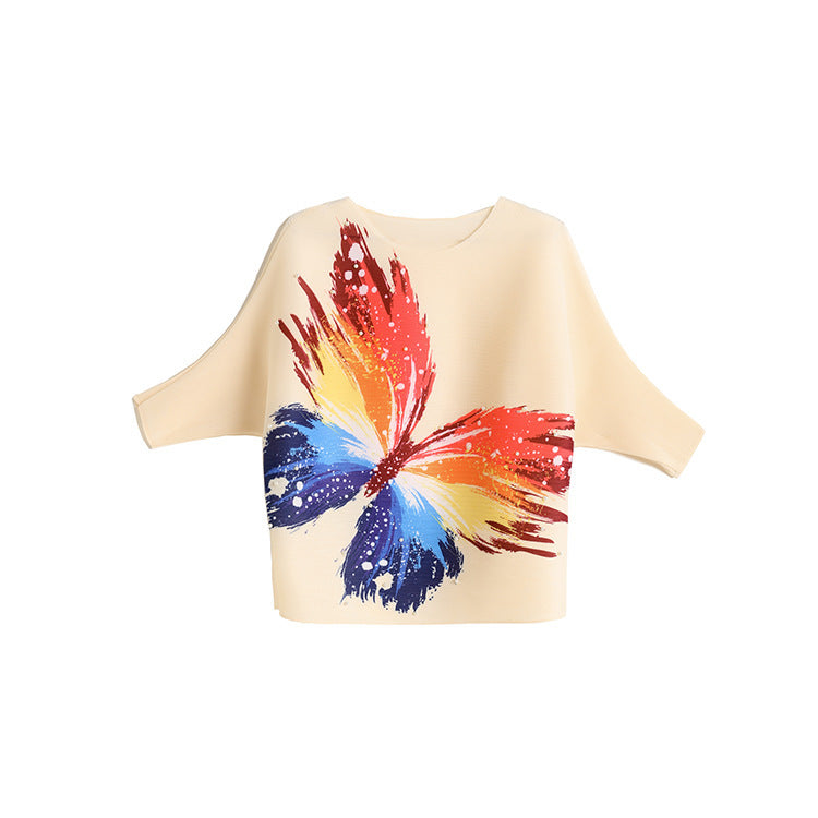 Women's  Butterfly Print Top Casual Loose T-Shirt