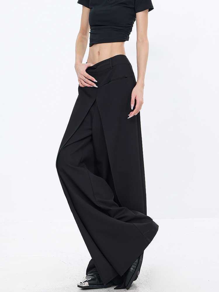 Black Straight Loose Casual Pants Women's Suit Pants