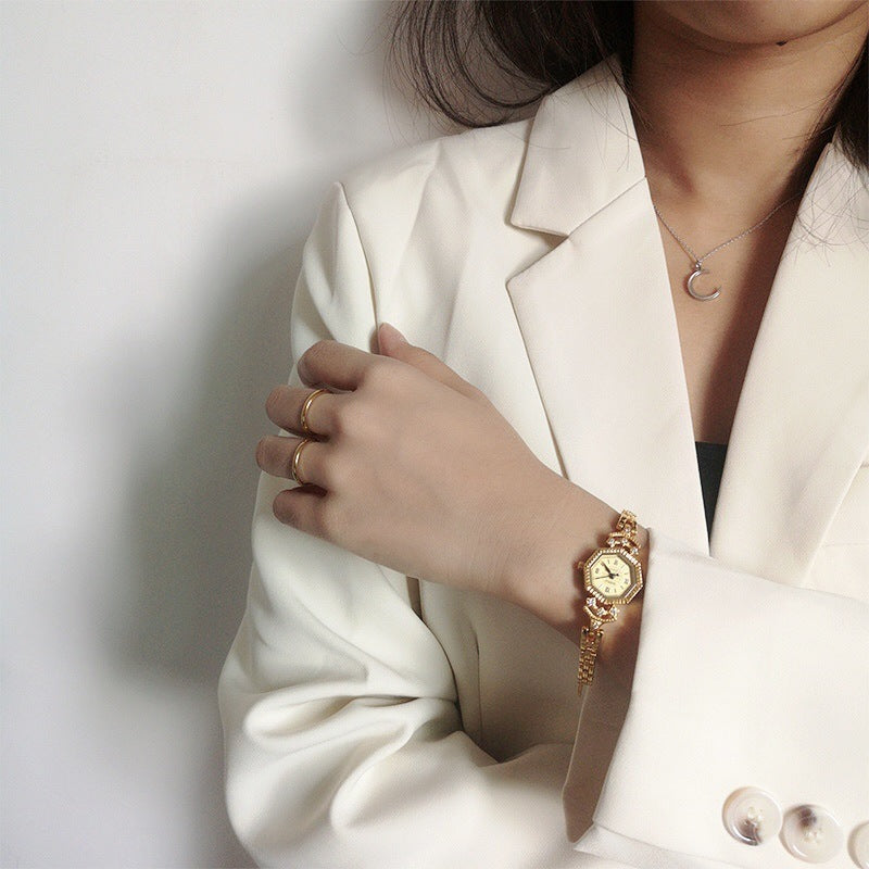 Octagonal Diamond Casual Cool Chain Watch English Watch