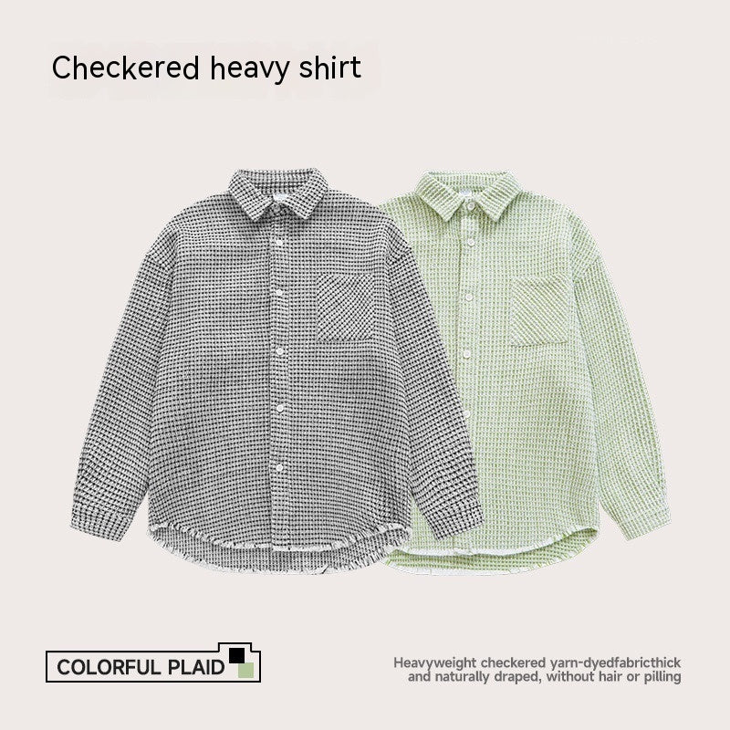 Plaid Shirt Coat Autumn And Winter High Street Loose Raw Hem