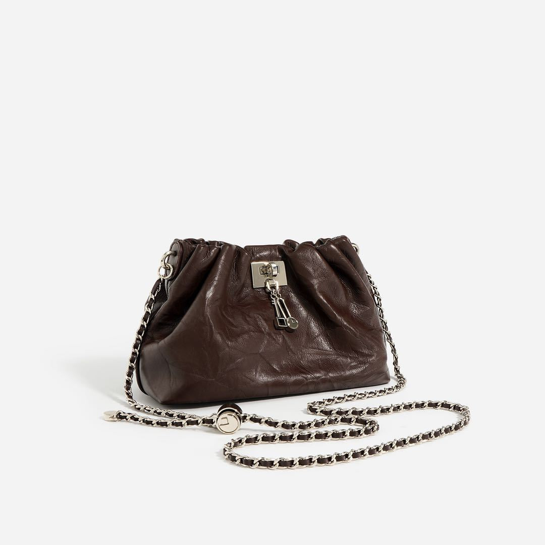 Soft-Form Leather Pouch with Chain Structure