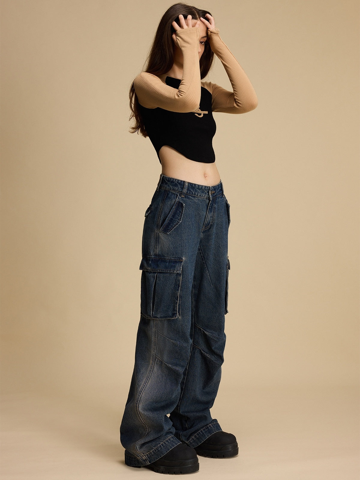 Heavy Industry Loose Wide-leg Denim Overalls