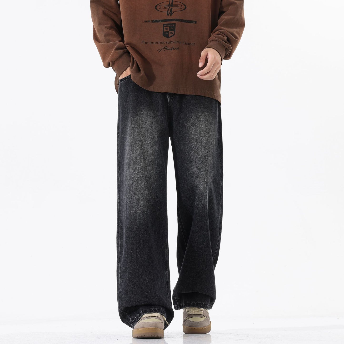 Trend Half Elastic Waist Jeans For Men