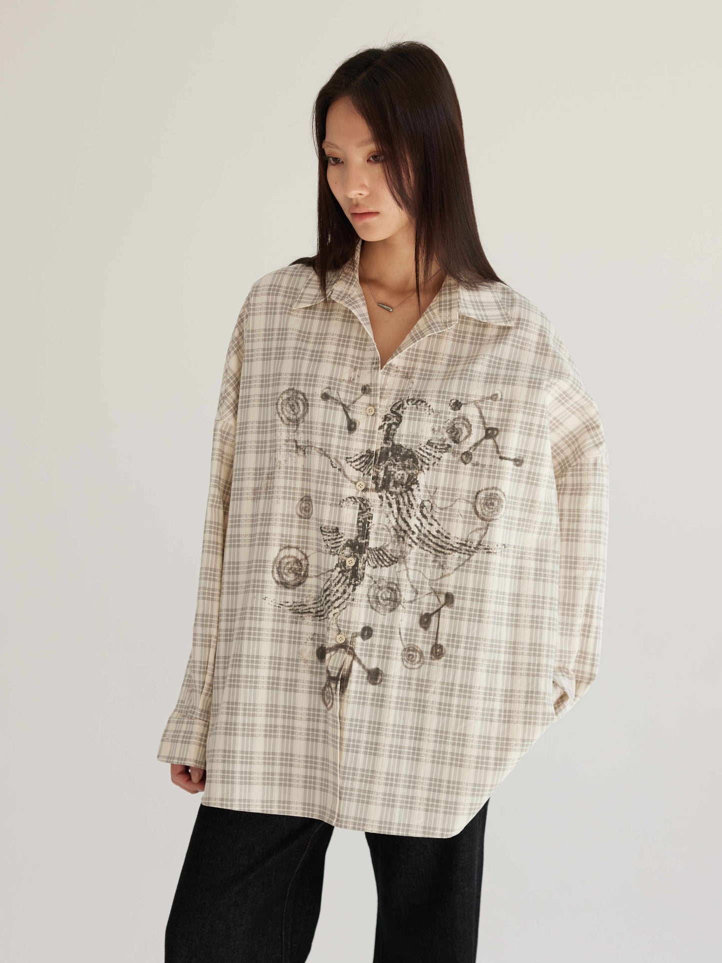 Plaid Beige Shirt Women's Loose Bf Sun Protection Coat