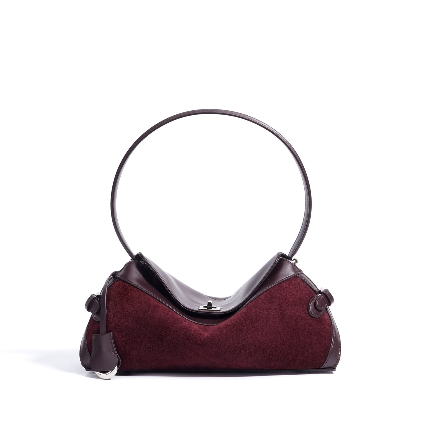 Curved Top-Handle Bag in Matte Cowhide —