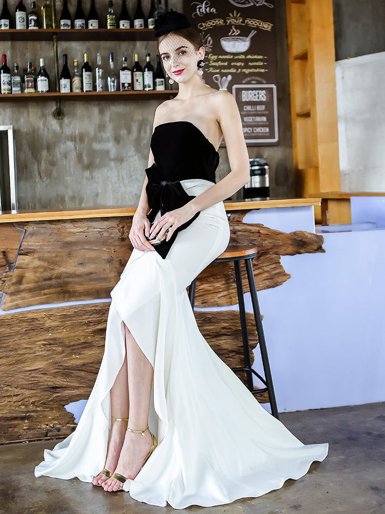 Women's Fashion Collision Wrap Slim Package Hip Fishtail Dress