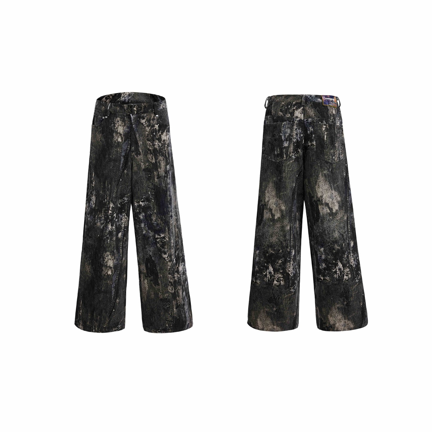 Heavy Industry 3D Stereo Printing Splash Ink Worn Jeans