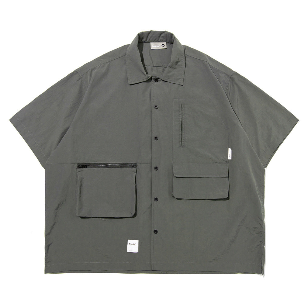 Waterproof Fishing Style Multi-pocket Workwear Short Sleeve Shirt