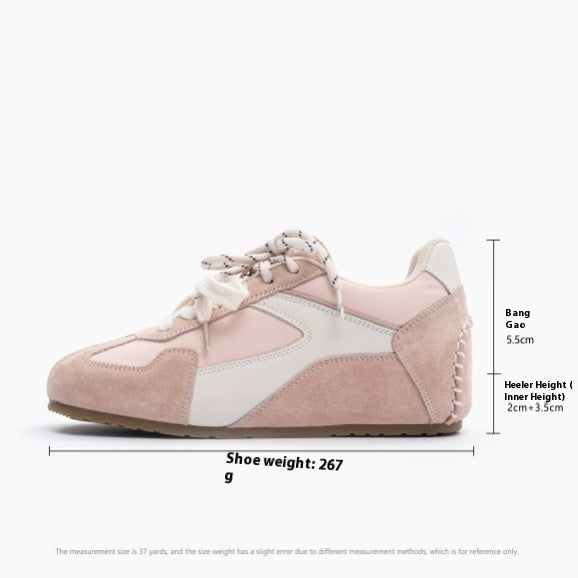 Sunset Forest Deconstruction Retro German Training Shoes Women's Shoes With Hidden Heels Genuine Leather 2025 Spring New Cortez Casual