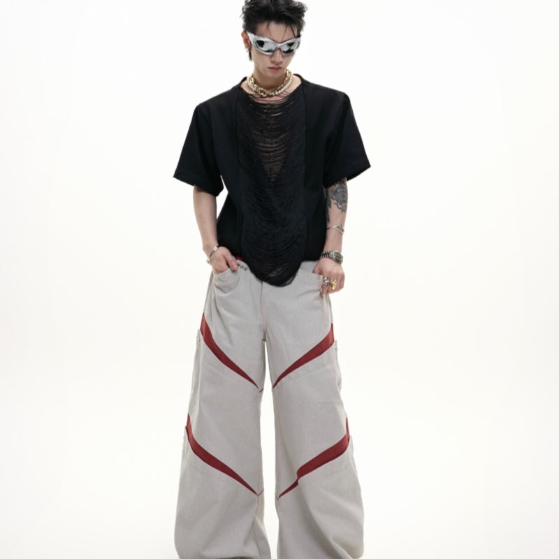 Hollow Out V-neck Short Sleeve Expensive High-end T-shirt Loose