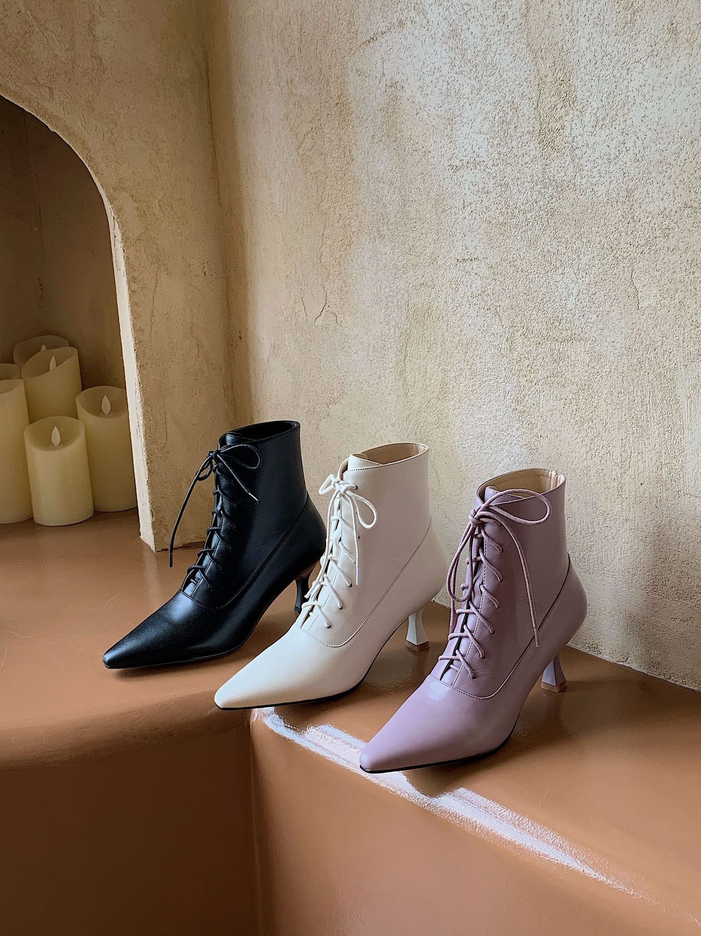 Fashion Cattlehide Leather Pointed High Heels