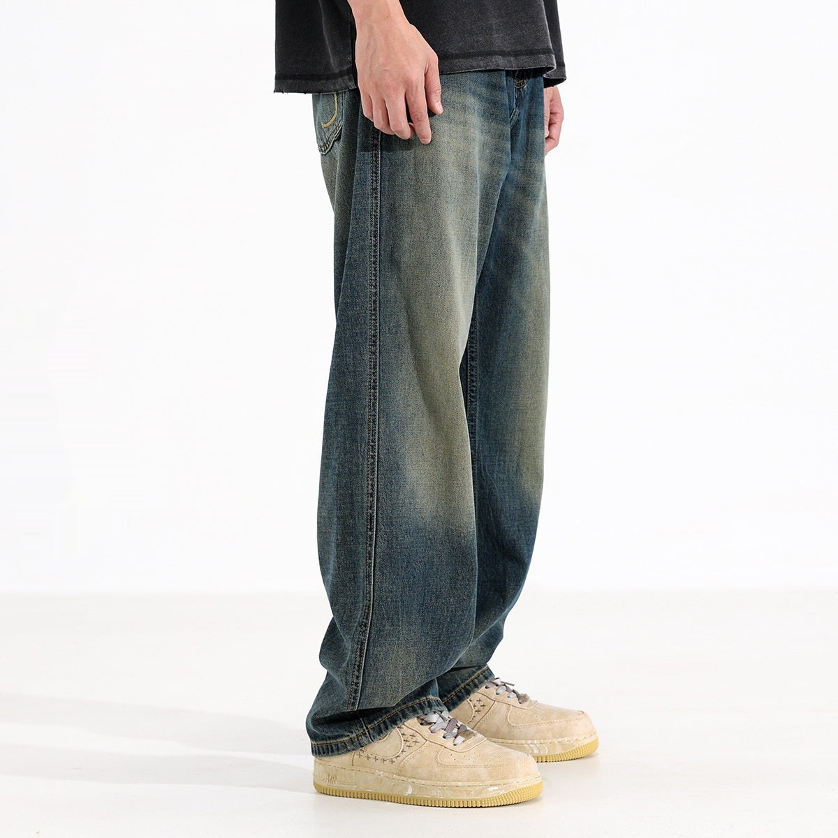 Casual Loose Drooping Straight Jeans For Men Spring