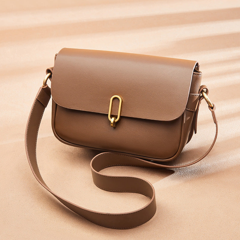 Structured Flap Crossbody Bag in Two-Layer Cowhide
