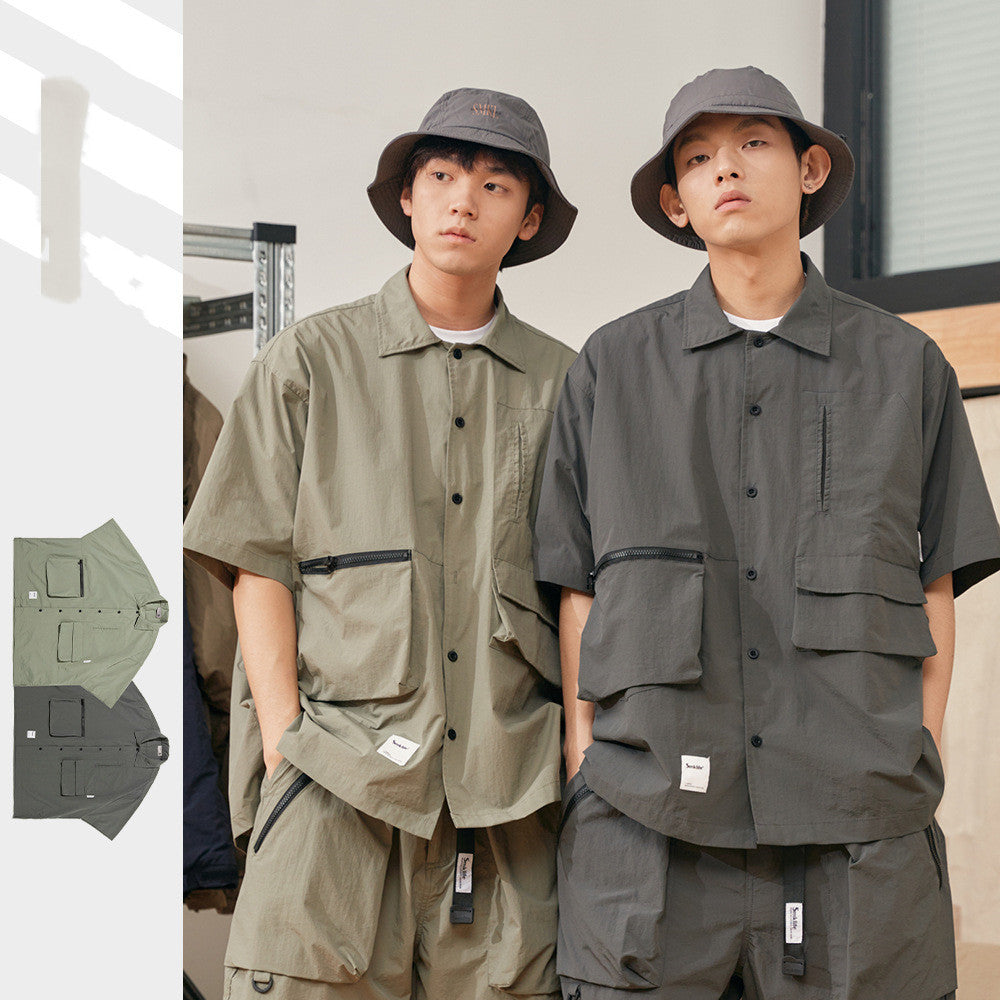 Waterproof Fishing Style Multi-pocket Workwear Short Sleeve Shirt
