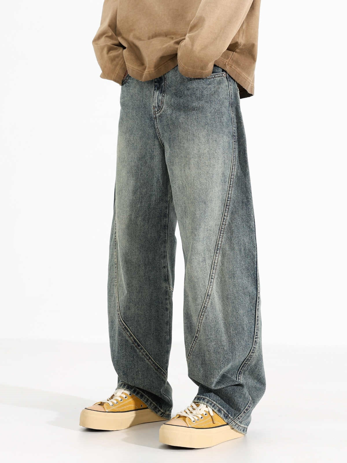 Men's Loose Wide-leg Retro Distressed Loose Jeans