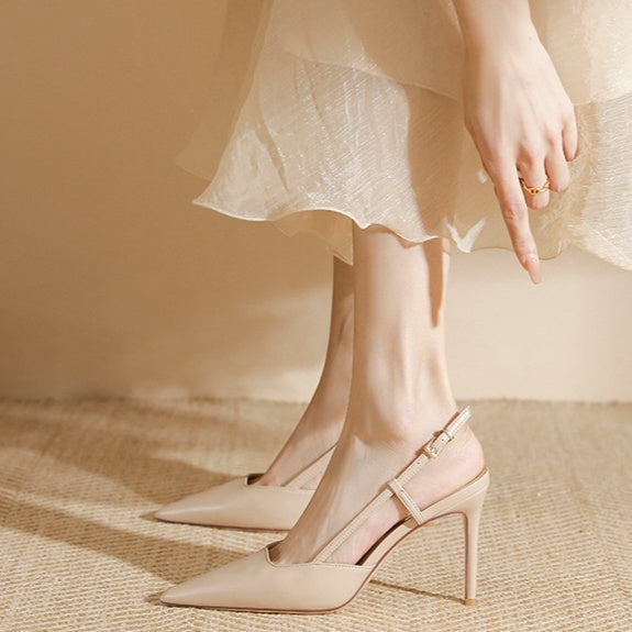 One Line Buckle Toe High-heeled Sandals For Women