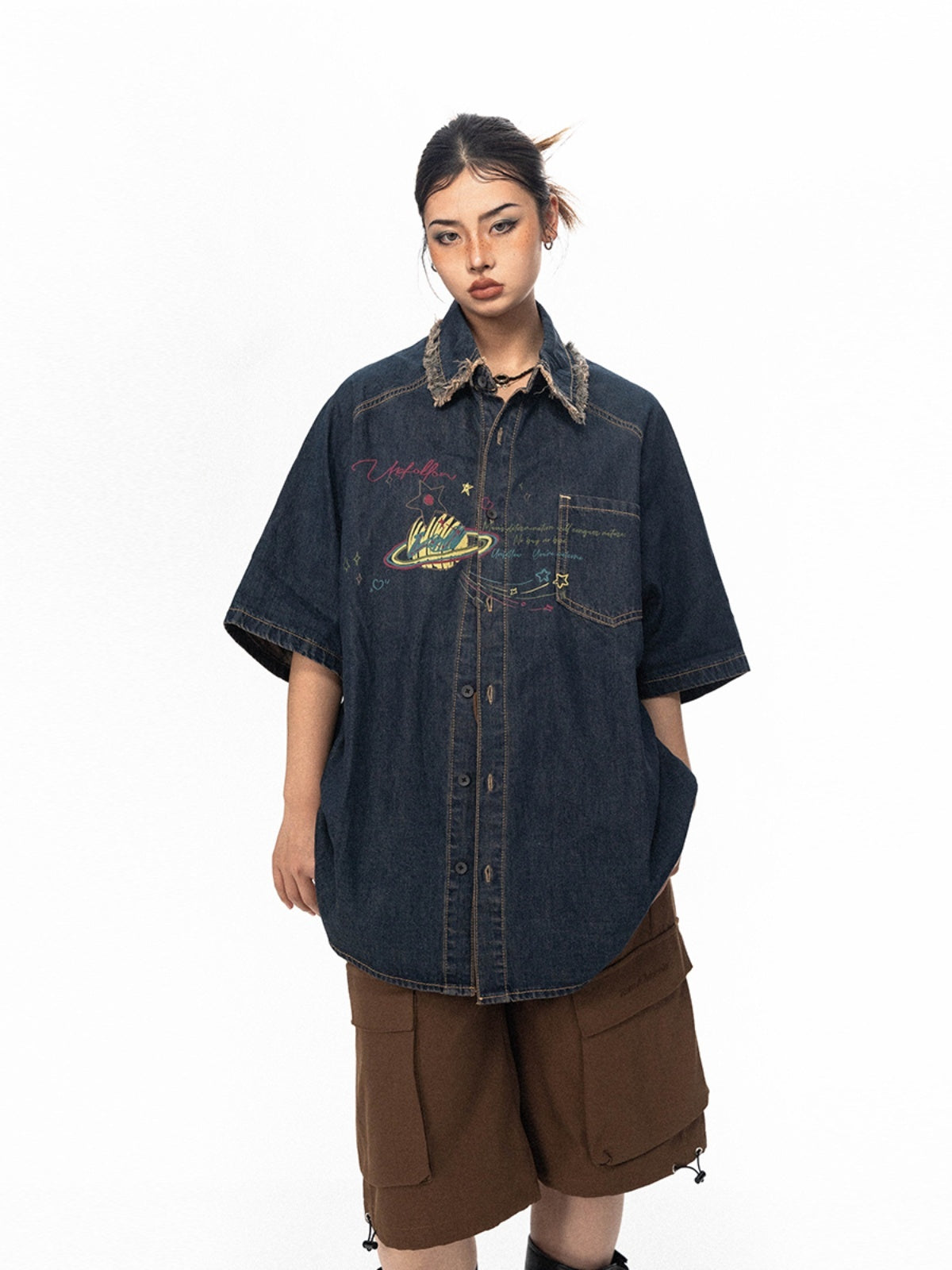 Retro Do The Old Cowboy Printed Short Sleeve Shirt