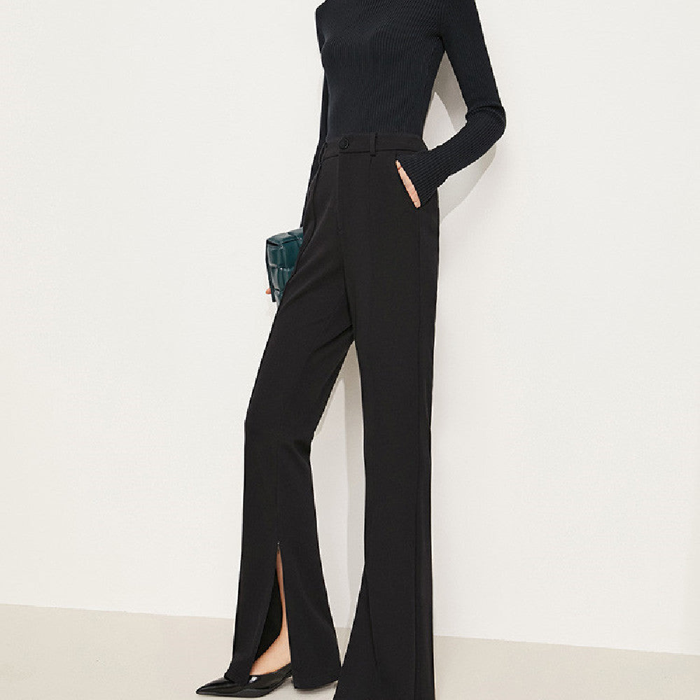 Ladies Fashion Slit High Waist Casual Pants