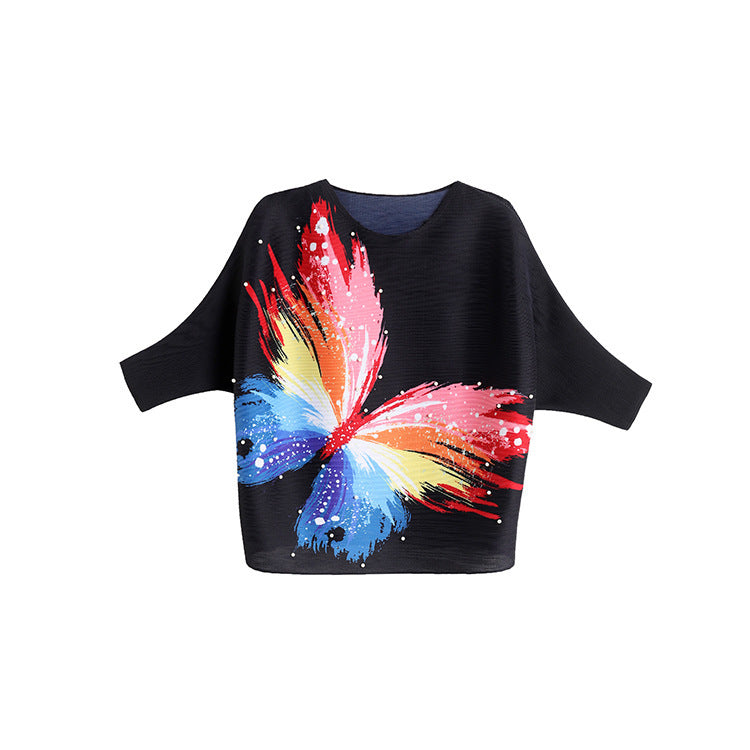 Women's  Butterfly Print Top Casual Loose T-Shirt