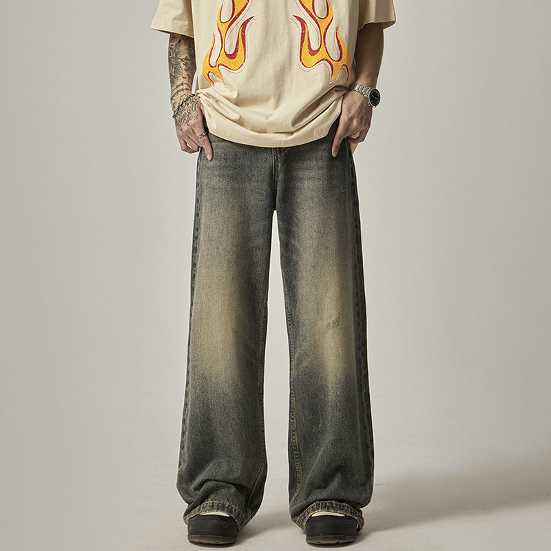 Straight Loose-fitting Wide-leg Trousers