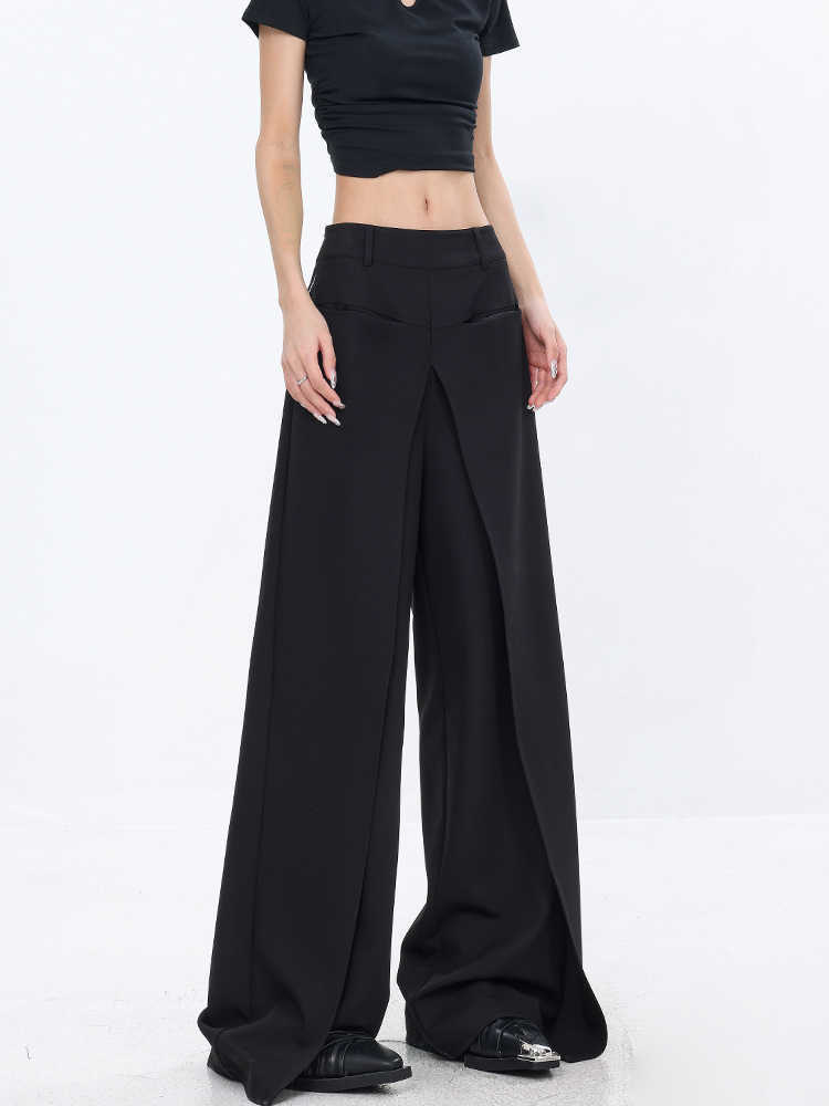 Black Straight Loose Casual Pants Women's Suit Pants