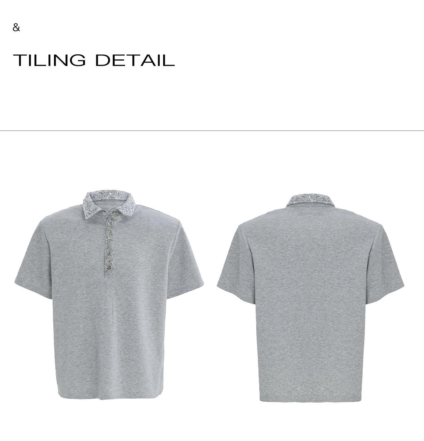 Loose And Versatile Sequined Square Neck Short Sleeved Shirt