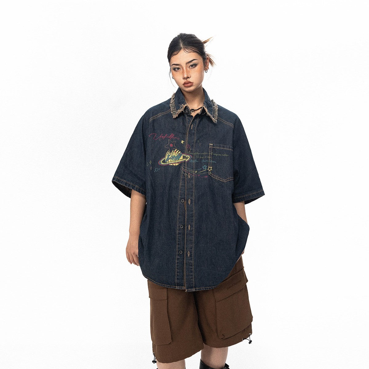 Retro Do The Old Cowboy Printed Short Sleeve Shirt