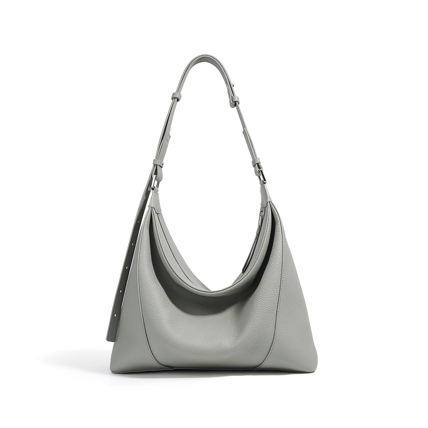 Draped Shoulder Bag in First-Layer Cowhide —