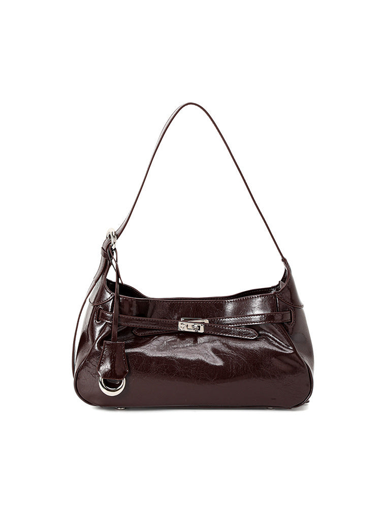 Soft-Form Hobo Shoulder Bag with Embossed Front Panel
