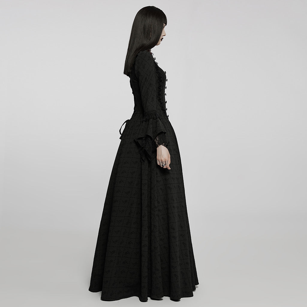 Black Thorn Rose Long Dress For Women