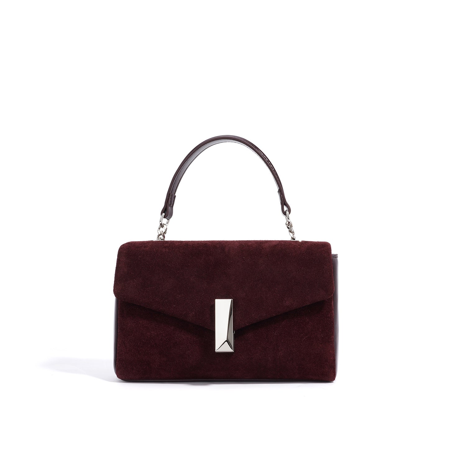 Structured Cowhide Flap Top-Handle Bag