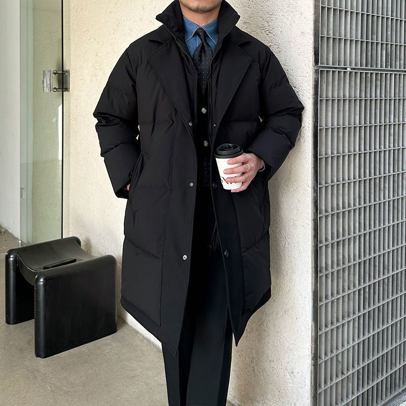 Retro Men's Mid-length Fake Two-piece Cotton-padded Jacket