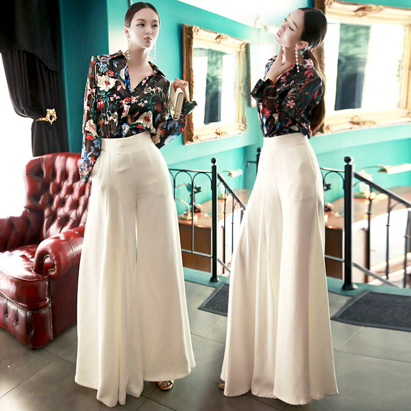 Hemp yarn wide-leg pants