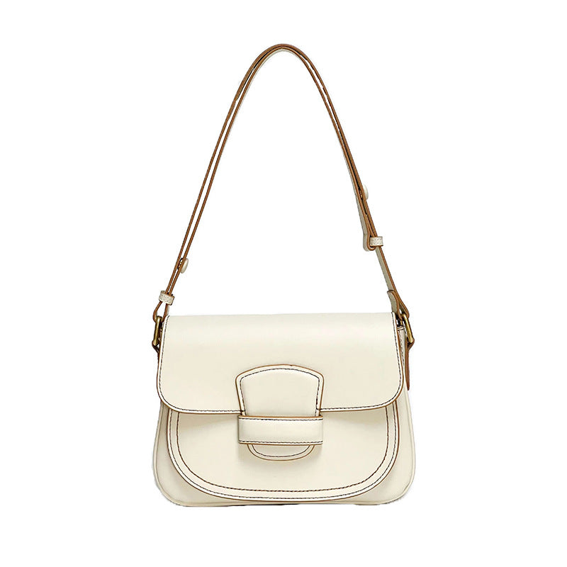 First-Layer Cowhide Structured Saddle Crossbody